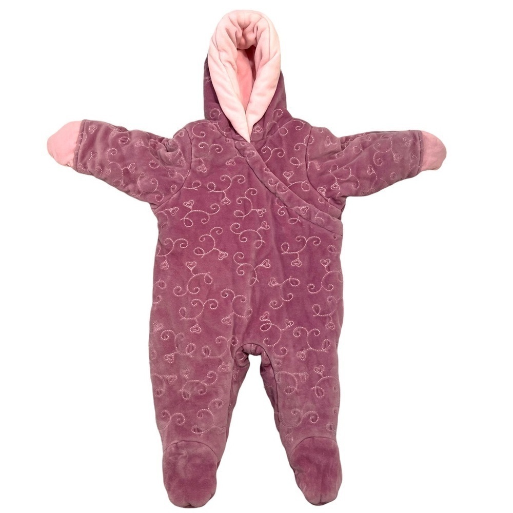 First Impressions Baby Girls Sz 3-6 Month Winter Suit Jacket Purple Embroidered